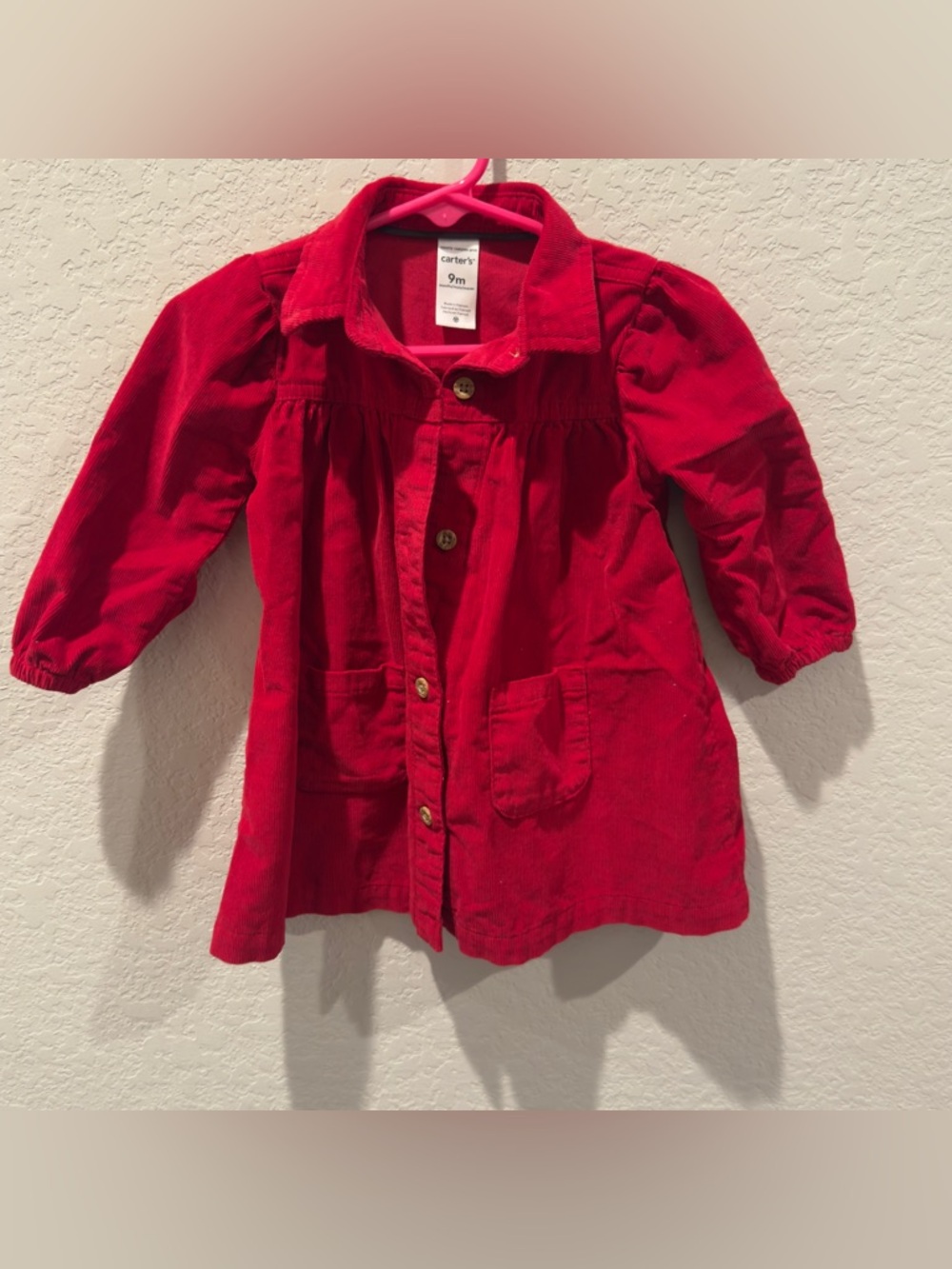 Carter's Red Corduroy Button-Front Dress